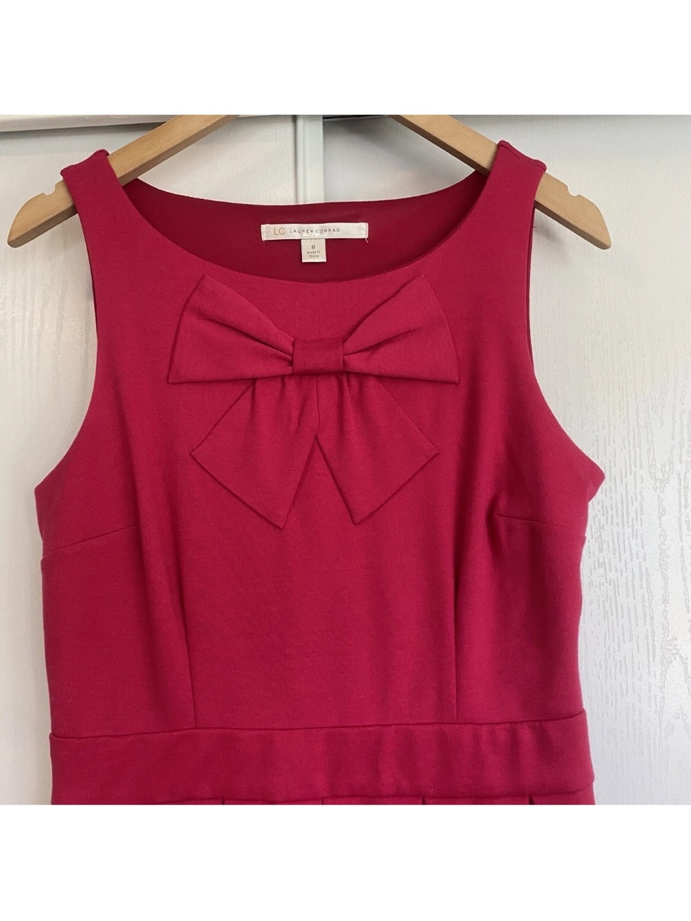 LC Lauren Conrad Pink Bow Dress Woman’s Size 8 Sleeveless Flare A-Line